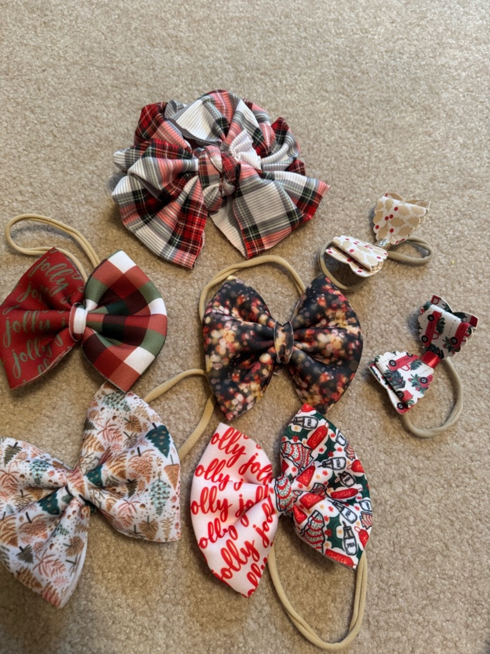 Holiday Plaid & Pattern Kids Bow Headbands baby girl